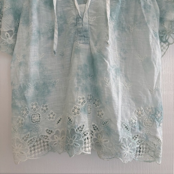 Anthropologie Tie Dye Eyelet Top Blue - Picture 4 of 11